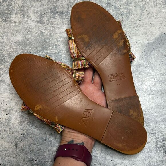 Zara Colorful Fringe Flats 40 - Picture 5 of 5